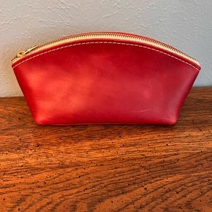 True red small eclipse makeup bag Portland leather goods